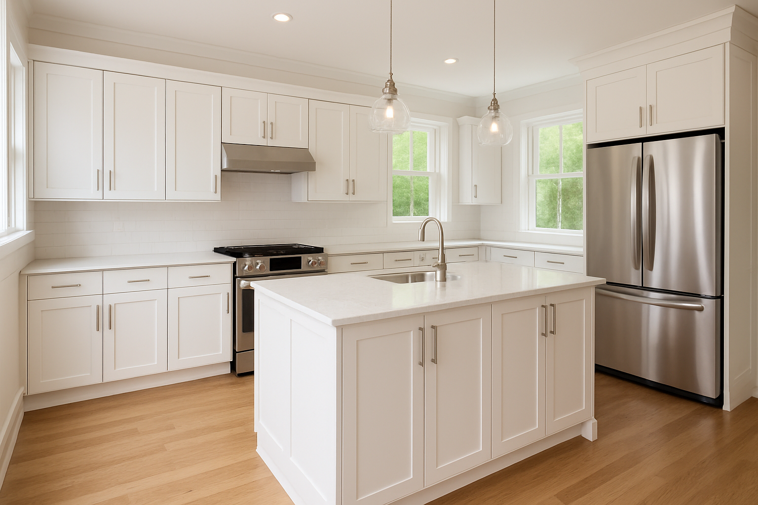 Extra White Kitchen Cabinets | Sherwin-Williams SW 7006 Cabinet Color ...