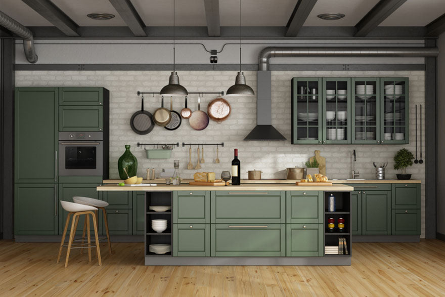 vintage green kitchen loft