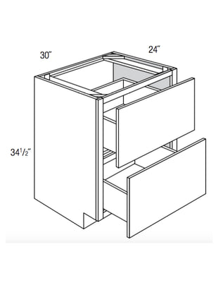 DB30-2 - Assembled Concord Tricorn Black - Drawer Base Cabinet - Double Drawers