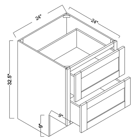 DB24-2ADA - Contour Slim Shaker in Sherwin-Williams® Sea Salt (SW 6204) - ADA Drawer Base Cabinet - Double Drawers (Modified Cabinet)