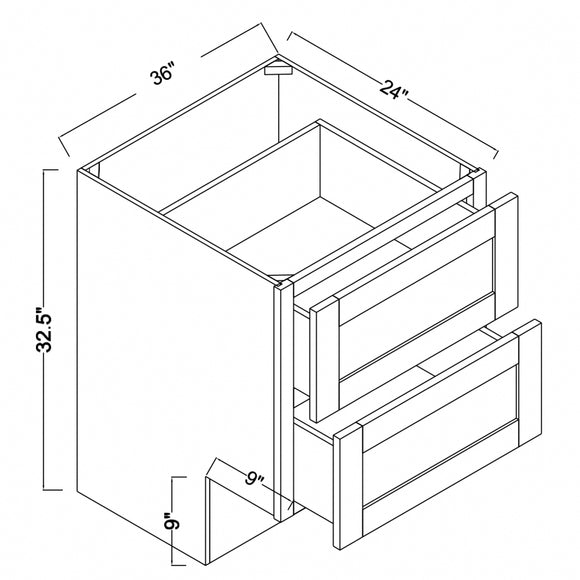 DB36-2ADA - Contour Slim Shaker in Sherwin-Williams® Sea Salt (SW 6204) - ADA Drawer Base Cabinet - Double Drawers (Modified Cabinet)
