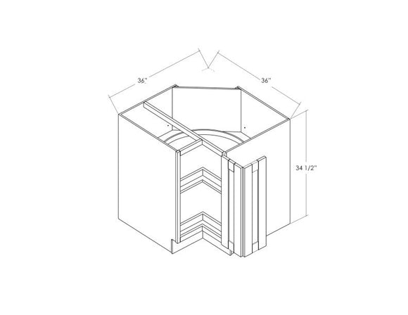 LS36R - Assembled Concord Tricorn Black - Lazy Susan Corner Cabinet - Bi Fold Doors - Hinges on Right