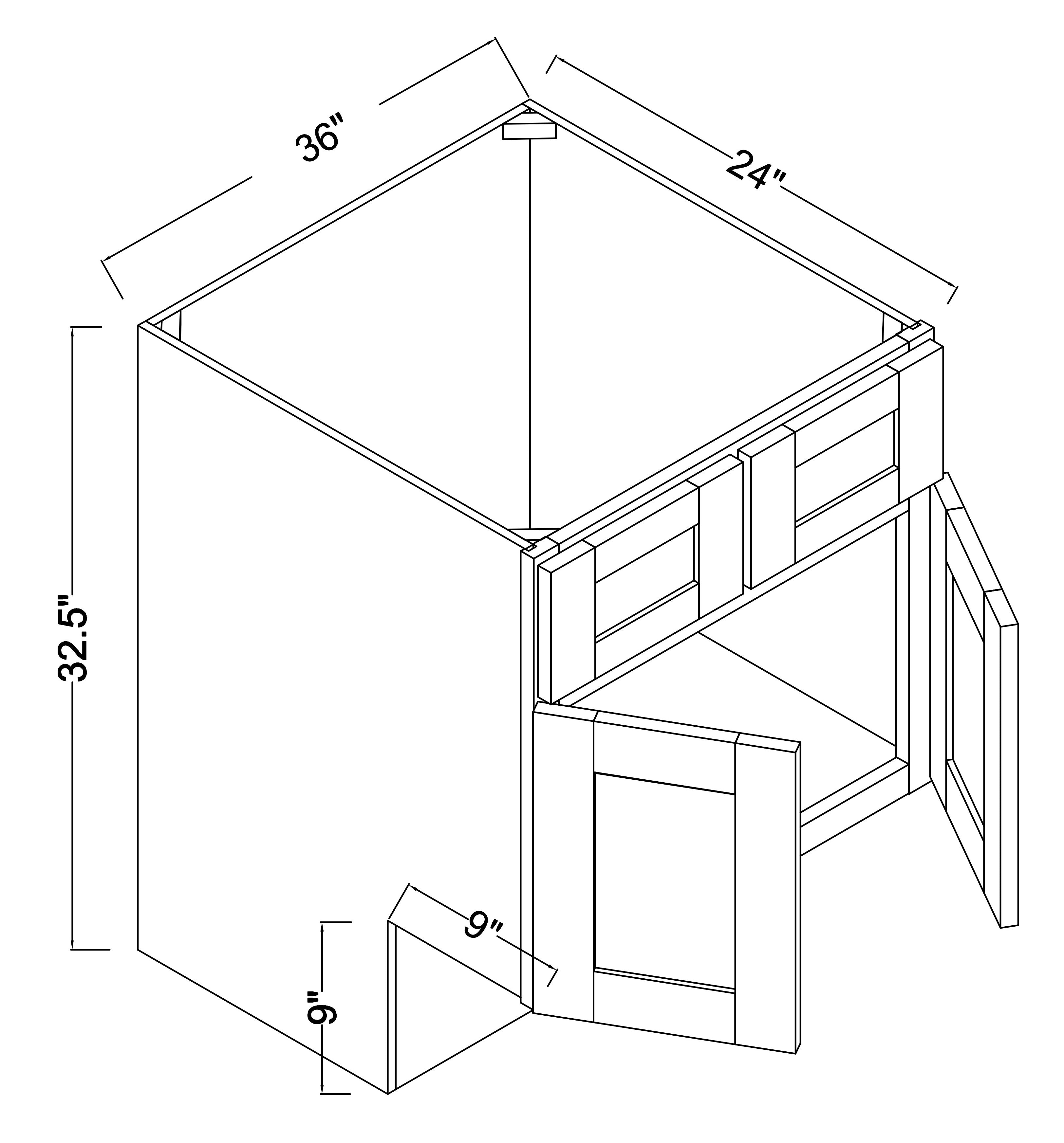 SB36ADA - Assembled Concord Naval Blue - ADA Sink Base Cabinet