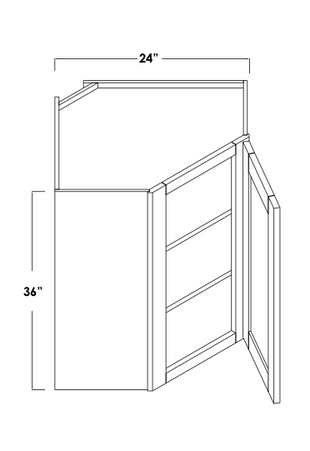 WDC2436R - Assembled Concord Tricorn Black - Corner Wall Cabinet - Single Door - Hinges on Right