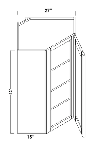 WDC274215R - Assembled Concord Tricorn Black - Corner Wall Cabinet - Single Door - Hinges on Right