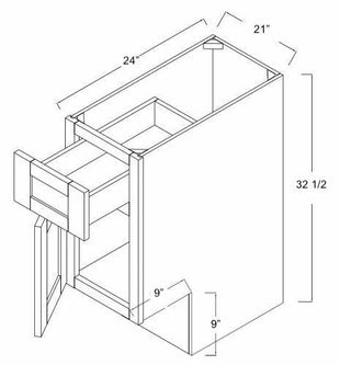 B21ADA-L - Assembled Concord in Sherwin-Williams® Sea Salt (SW 6204) - ADA Base Cabinet - Single Door/Drawer - Hinges on Left
