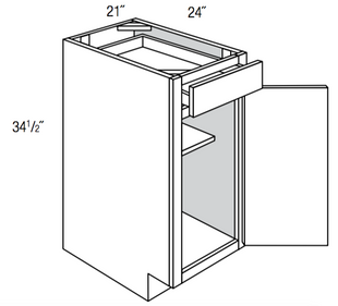 B21R - Assembled Concord Custom Color Paint - Base Cabinet - Single Door/Drawer - Hinges on Right