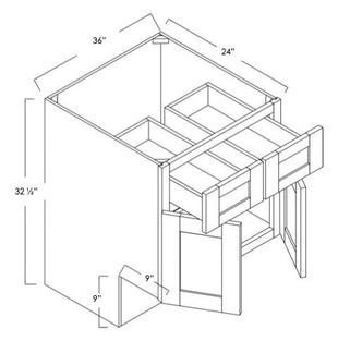 B36ADA - Contour in Sherwin-Williams® Sea Salt (SW 6204) - ADA Base Cabinet - Double Door/Double Drawer