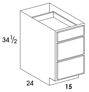 DB15-3 - Assembled Concord Tricorn Black - Drawer Base Cabinet - Triple Drawers