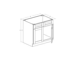 SB42 - Assembled Concord Tricorn Black - Sink Base Cabinet - Double Doors/False Drawer Front