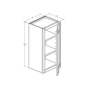 W0930R - Assembled Concord Tricorn Black - Wall Cabinet - Single Door - Hinges on Right