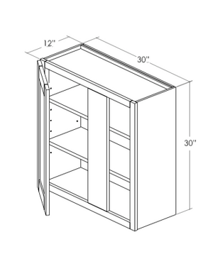 WBC30-3330R - Assembled Concord Tricorn Black - Blind Wall Cabinet - Single Door - Right Side Blind