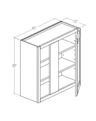 WBC30-3330L - Assembled Concord Tricorn Black - Blind Wall Cabinet - Single Door - Left Side Blind