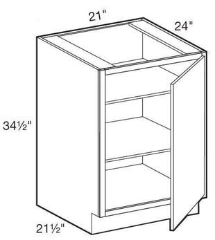 B21FHR - Manhattan High Gloss White - Base Full Height Doors 21" - Single Door - Hinges On Right