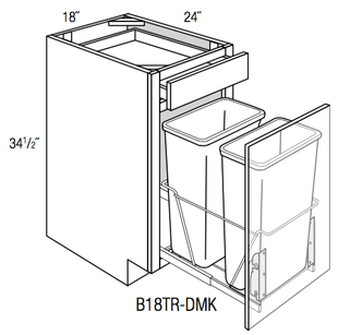 B18TR-DMK - Norwich Recessed - Base w/Trash Pull & Door Mount - Single Door/Drawer