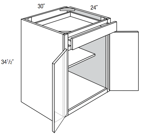 B30B - Dover White - Base Cabinet - Butt Doors/Single Drawer