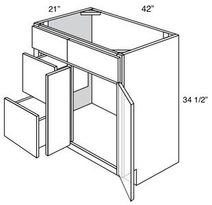 V4221D-L - Trenton Slab - Vanity Base 2 Door, 2 Drawers - Drawers on Left