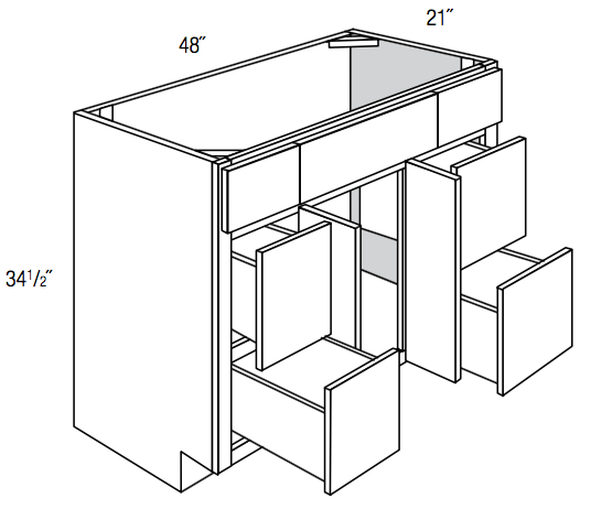 V4821D - Dover White - Vanity Base 2 Door, 4 Drawers - Single Bowl