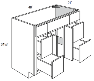 V4821D - Trenton Slab - Vanity Base 2 Door, 4 Drawers - Single Bowl