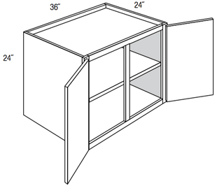 W362424 - Trenton Recessed - Refrigerator Wall Cabinet - 24" High x 24" Deep - Double Doors