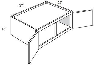 W391824 - Trenton Recessed - Refrigerator Wall Cabinet - 18" High x 24" Deep - Double Doors