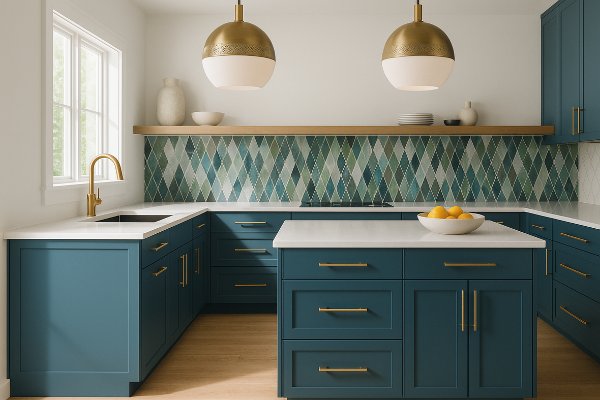 Borosilicate Blue Kitchen Cabinets | Sherwin-Williams SW 9681 Cabinet Color Spotlight