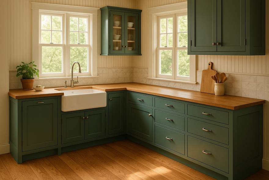 Cascade Green Kitchen Cabinets | Sherwin-Williams SW 0066 Cabinet Color Spotlight