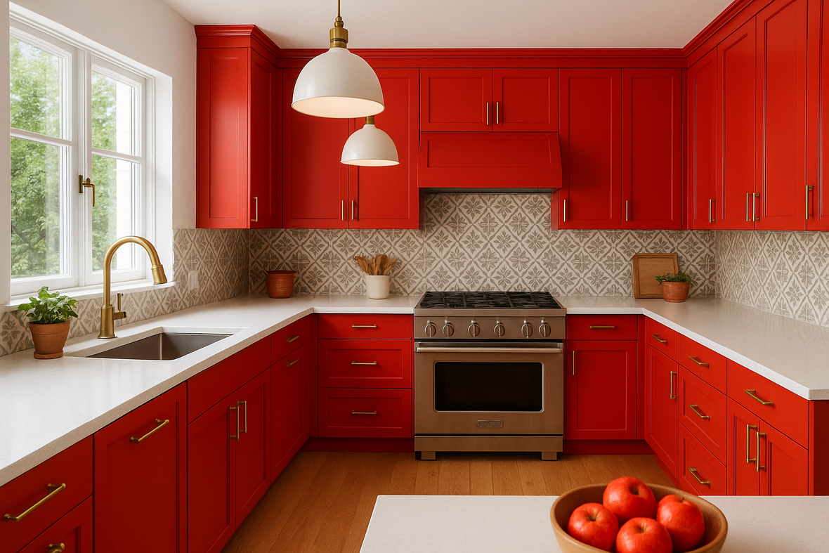 Chinese Red Kitchen Cabinets | Sherwin-Williams SW 6860 Cabinet Color Spotlight