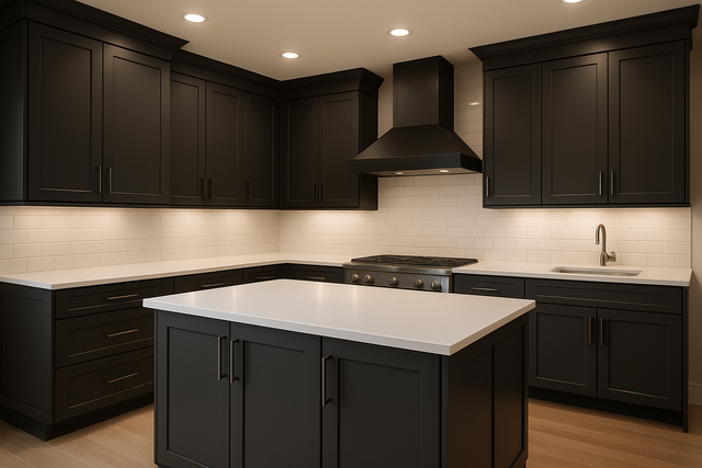 Sherwin Williams Iron Ore (SW 7069) Kitchen Cabinets – Shaker, Raised ...