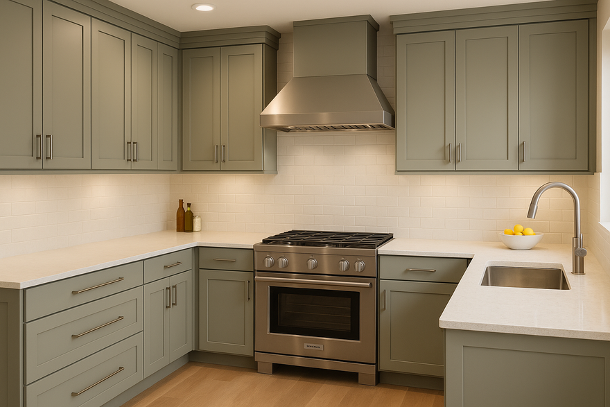 Acacia Haze Kitchen Cabinets | Sherwin-Williams SW 9132 Cabinet Color Spotlight