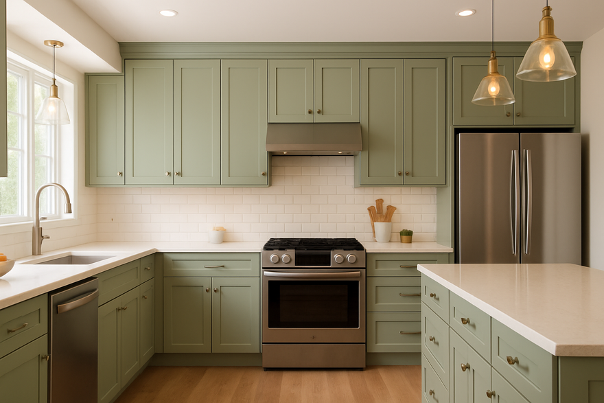 Clary Sage Kitchen Cabinets | Sherwin-Williams SW 6178 Cabinet Color Spotlight