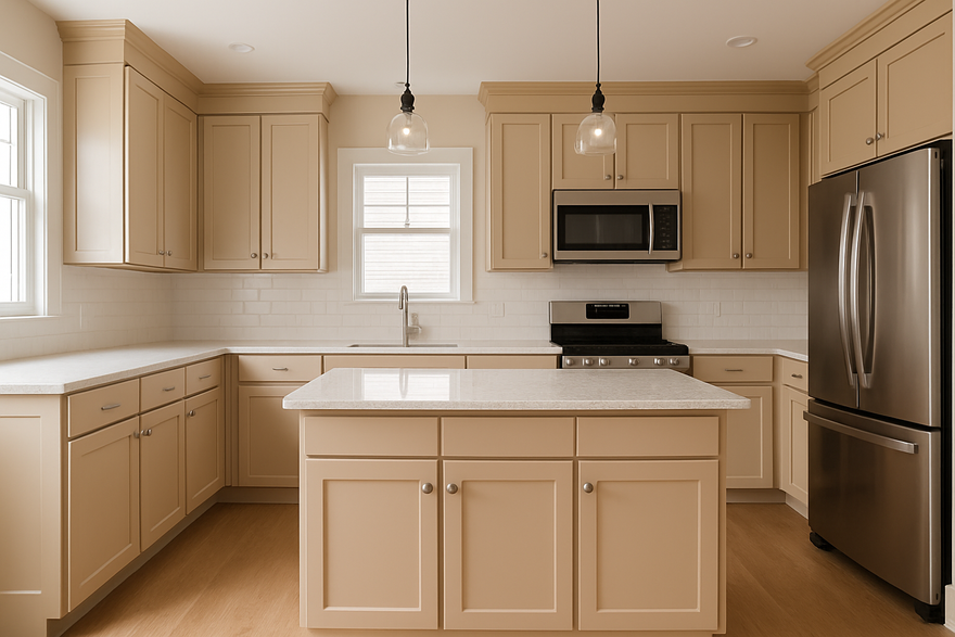 Kilim Beige Kitchen Cabinets | Sherwin-Williams SW 6106 Cabinet Color Spotlight