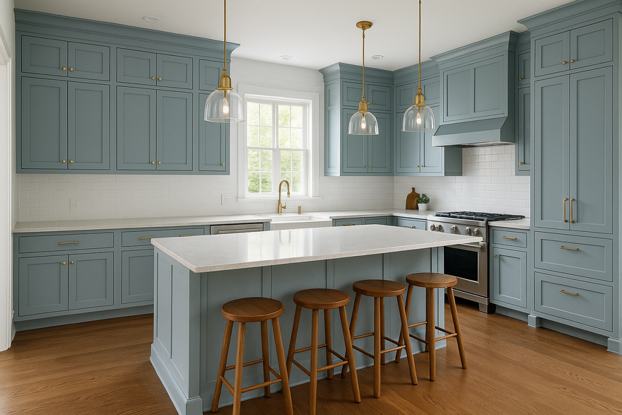 Misty Kitchen Cabinets | Sherwin-Williams SW 6232 Cabinet Color Spotlight
