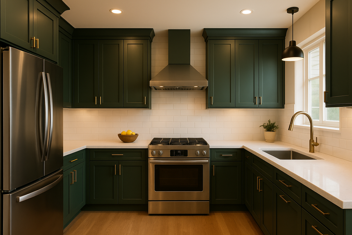 Ripe Olive Kitchen Cabinets | Sherwin-Williams SW 6209 Cabinet Color Spotlight