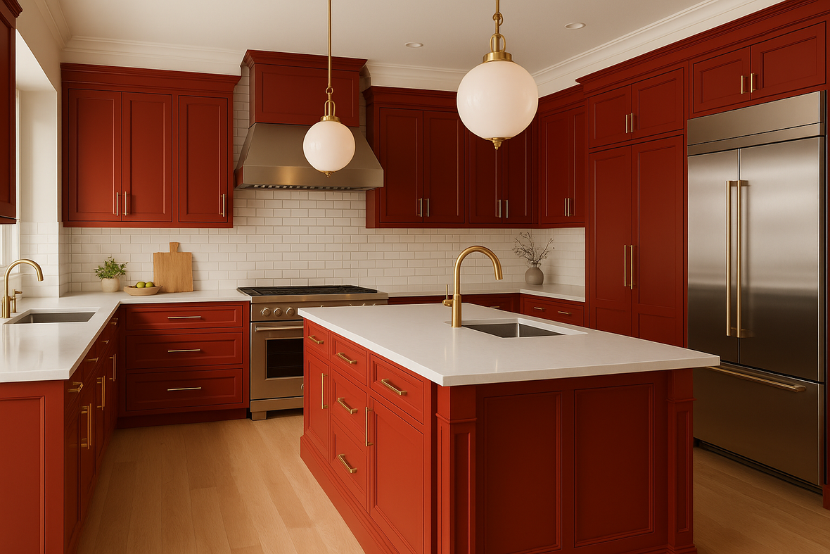 Carnelian Kitchen Cabinets | Sherwin-Williams SW 7580 Cabinet Color Spotlight