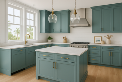 Aquaverde Kitchen Cabinets | Sherwin-Williams SW 9051 Cabinet Color Spotlight