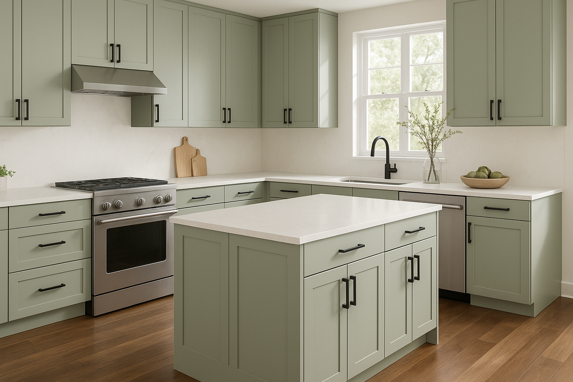 Rock Garden Kitchen Cabinets | Sherwin-Williams SW 6195 Cabinet Color Spotlight