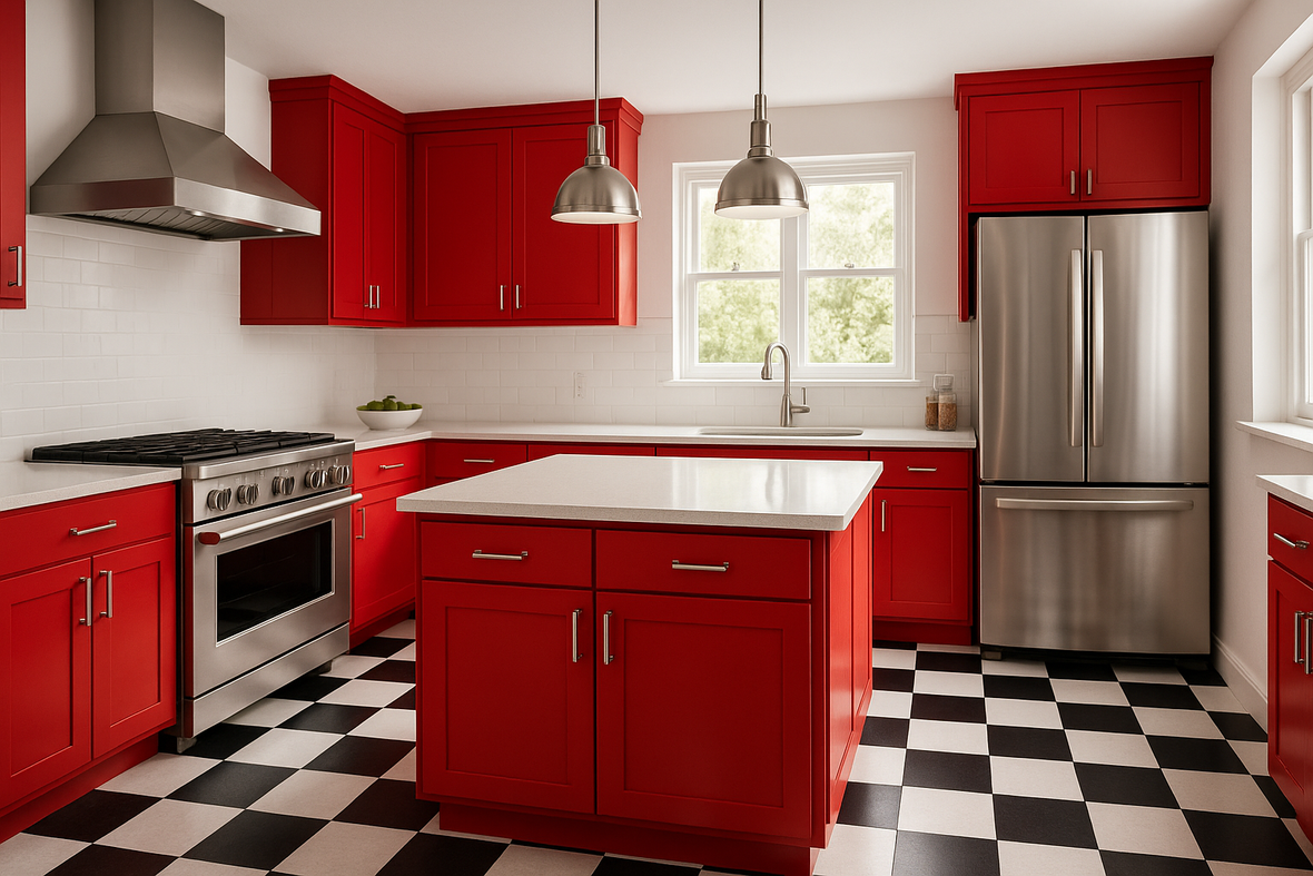 Real Red Kitchen Cabinets | Sherwin-Williams SW 6868 Cabinet Color Spotlight