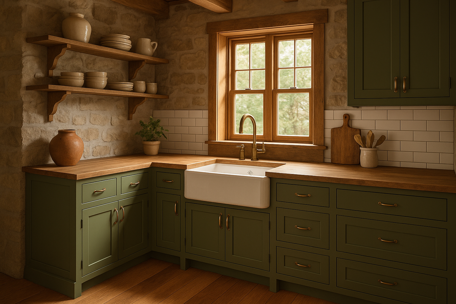 Oakmoss Kitchen Cabinets | Sherwin-Williams SW 6180 Cabinet Color Spot ...