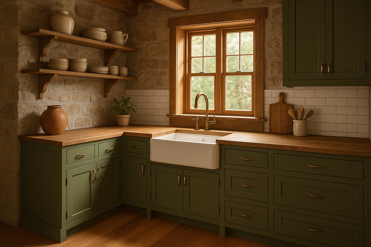 Oakmoss Kitchen Cabinets | Sherwin-Williams SW 6180 Cabinet Color Spotlight