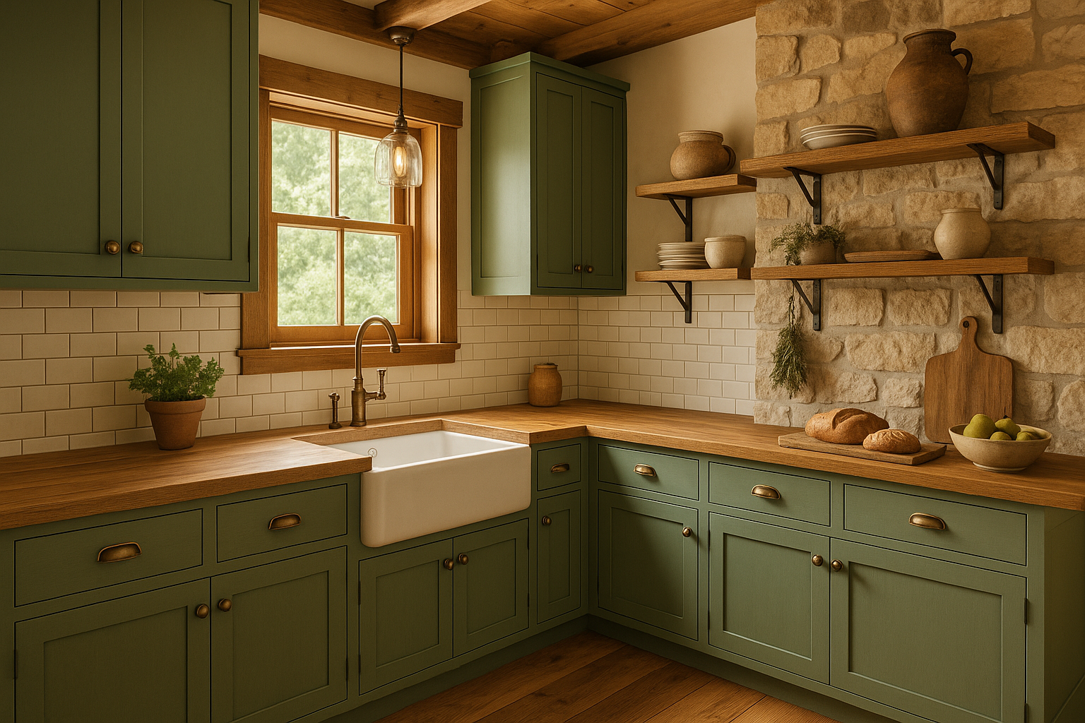 Courtyard Kitchen Cabinets | Sherwin-Williams SW 6440 Cabinet Color Spotlight