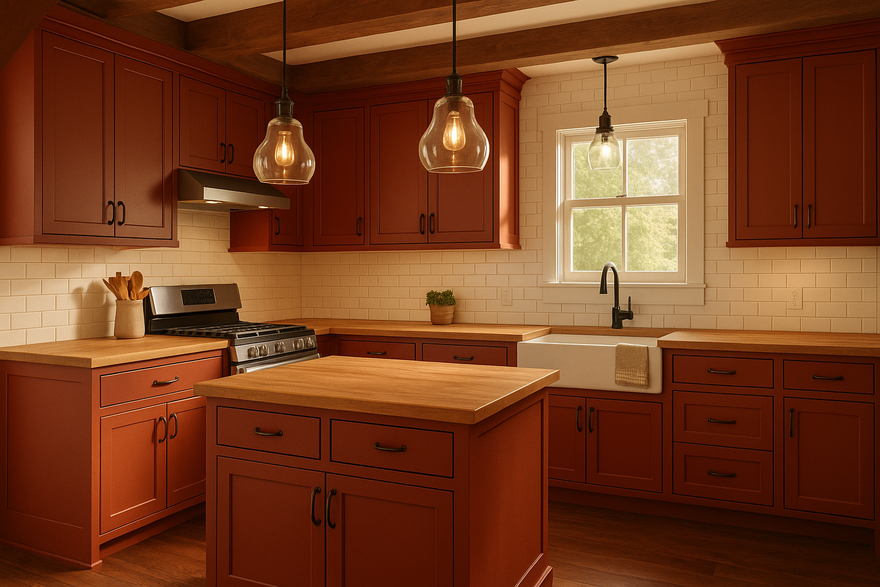 Red Bay Kitchen Cabinets | Sherwin-Williams SW 6321 Cabinet Color Spotlight