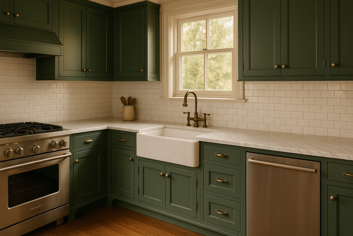 Billiard Green Kitchen Cabinets | Sherwin-Williams SW 0016 Cabinet Color Spotlight