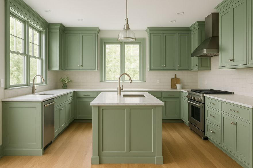 Privilege Green Kitchen Cabinets | Sherwin-Williams SW 6193 Cabinet Color Spotlight