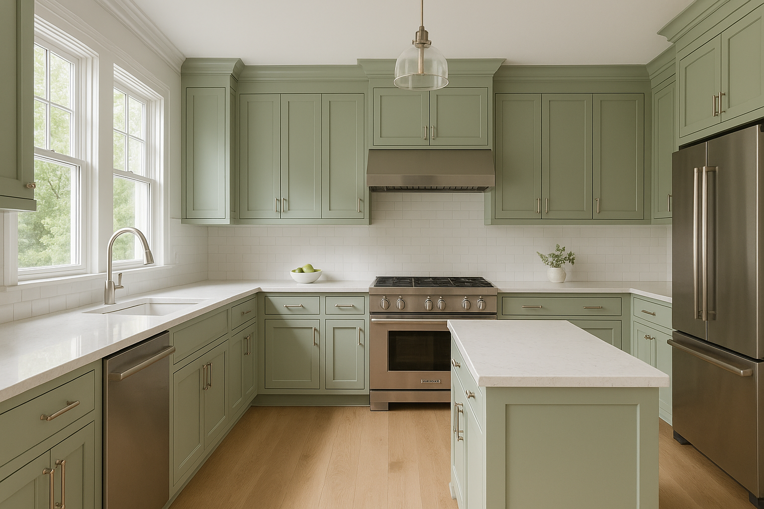 Liveable Green Kitchen Cabinets | Sherwin-Williams SW 6176 Cabinet Col ...