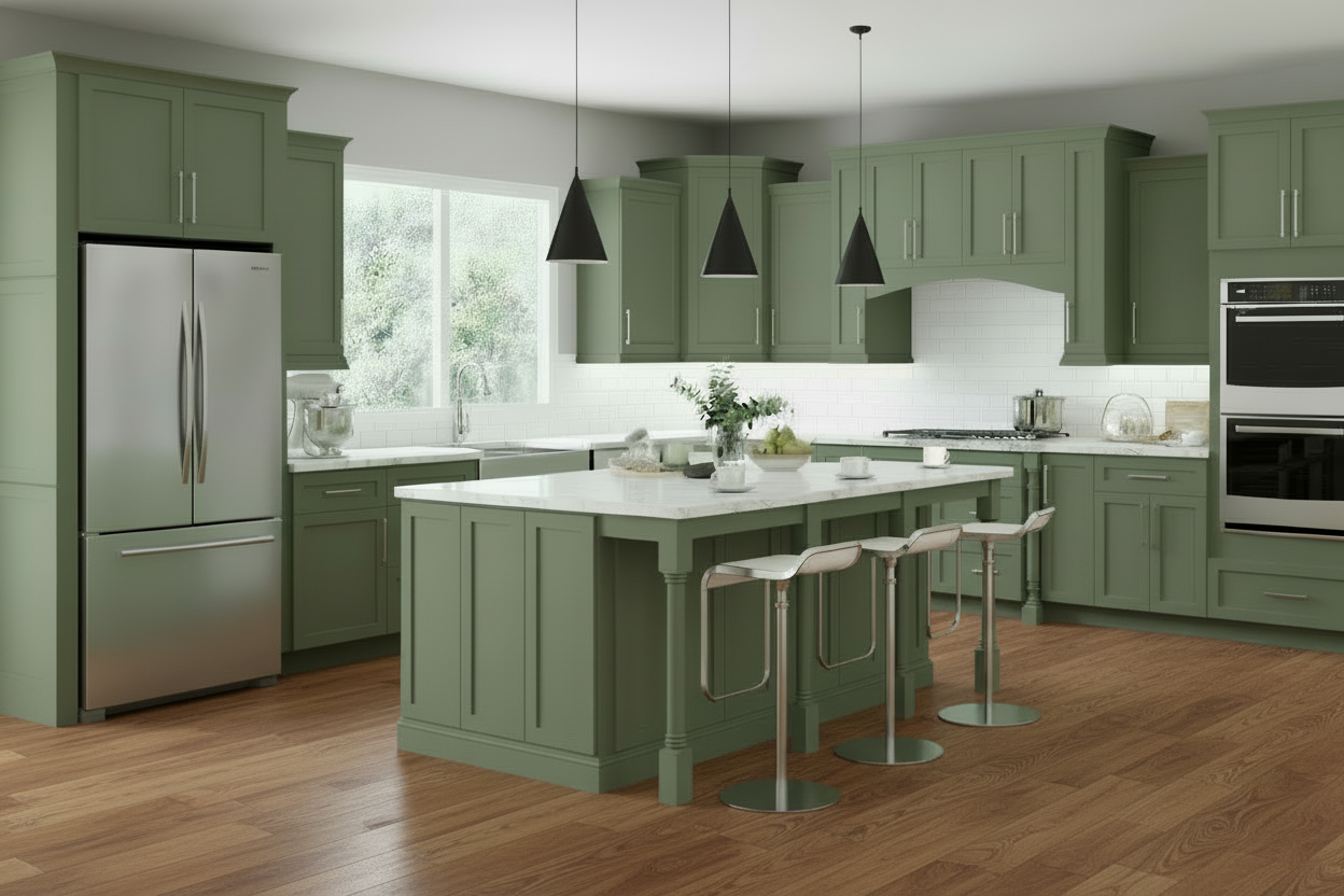 RTA Sage Green Shaker Kitchen Cabinets – Jarlin Cabinetry | Wholesale ...