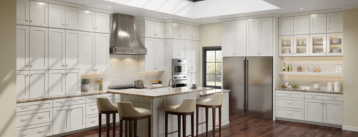 Assembled Dove White Shaker Kitchen Cabinets – Jarlin Cabinetry