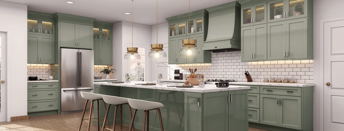 RTA Sage Green Shaker Kitchen Cabinets – Jarlin Cabinetry
