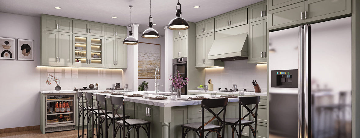 Assembled Sandy Mirage Shaker Kitchen Cabinets – Jarlin Cabinetry