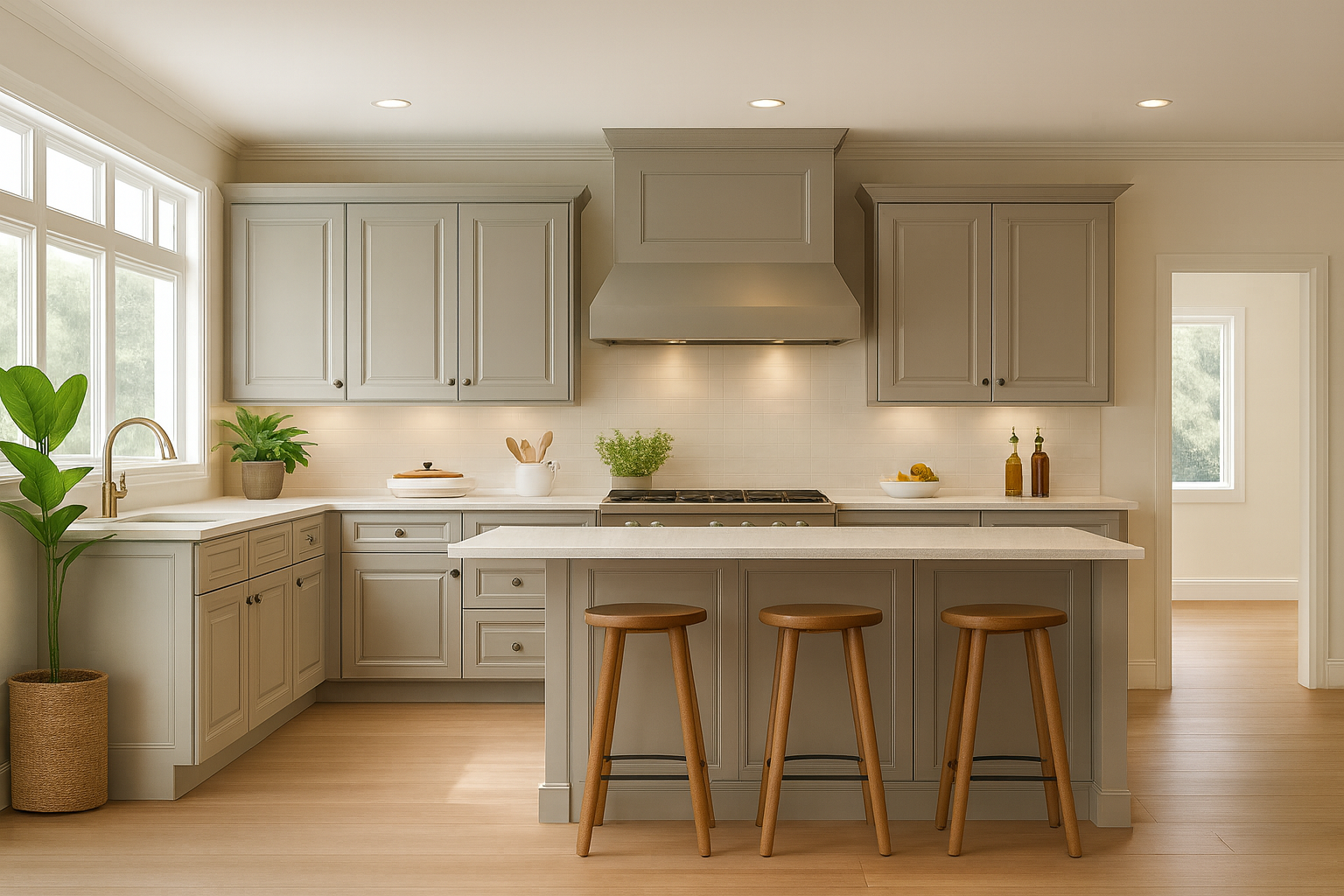 Sherwin-Williams Agreeable Gray SW7029 kitchen cabinets
